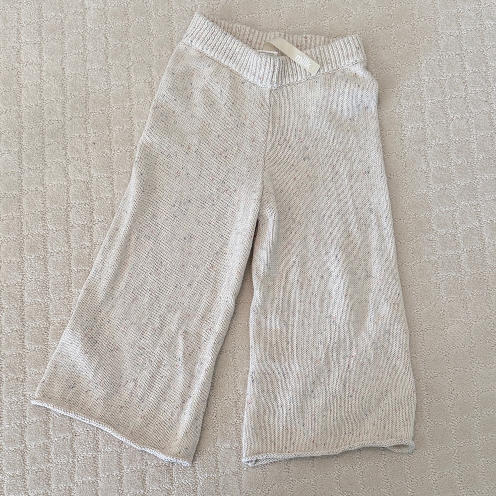 Millk Cream Sprinkle Knit Wide-Leg Pants